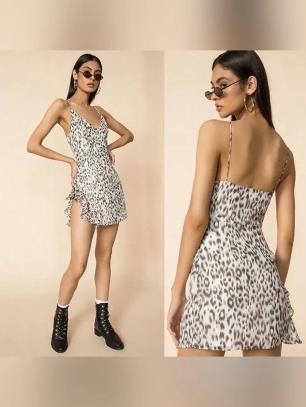 Revolve Superdown Spaghetti Strap Leopard Print Mini Dress
